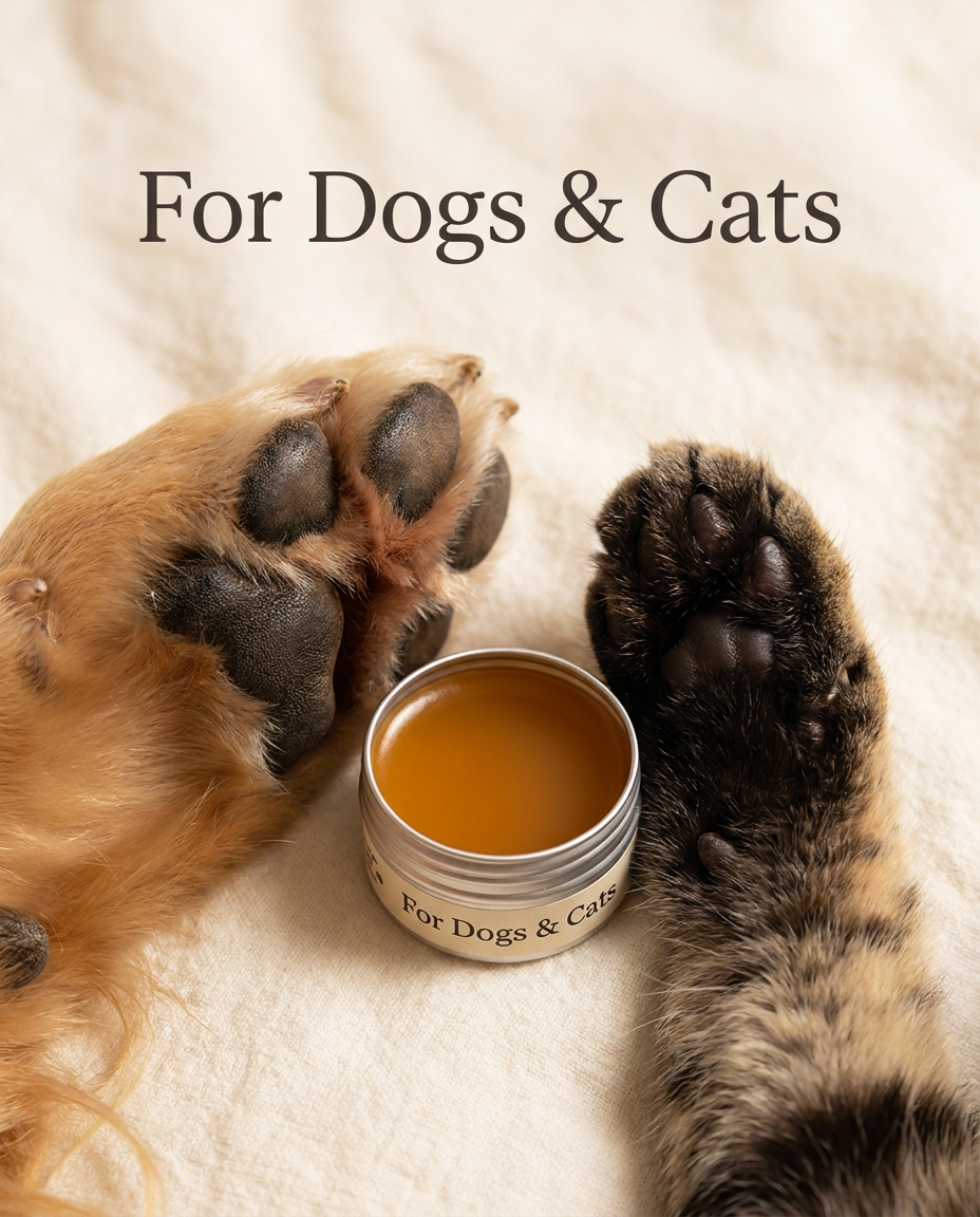 For dogs and cats - dog paw and cat paw with balm tin